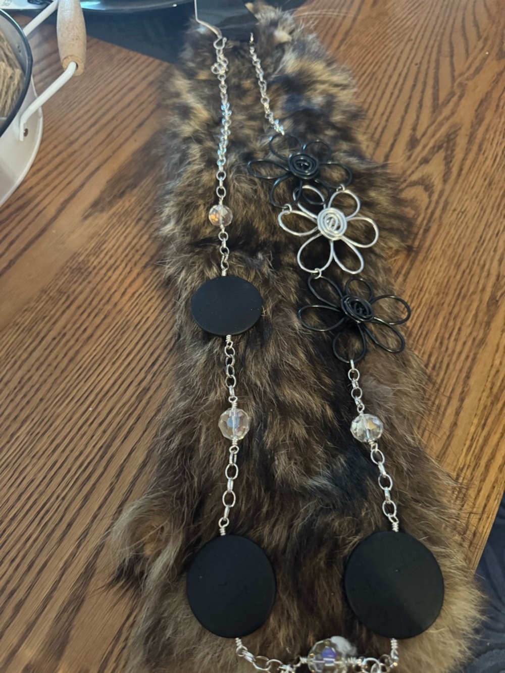 Black & Silver Floral Link Necklace